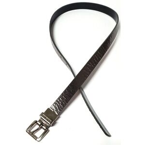 Michael Kors Reversible S Belt Hammered Silver/Patent Black Chrome Hardware Roll